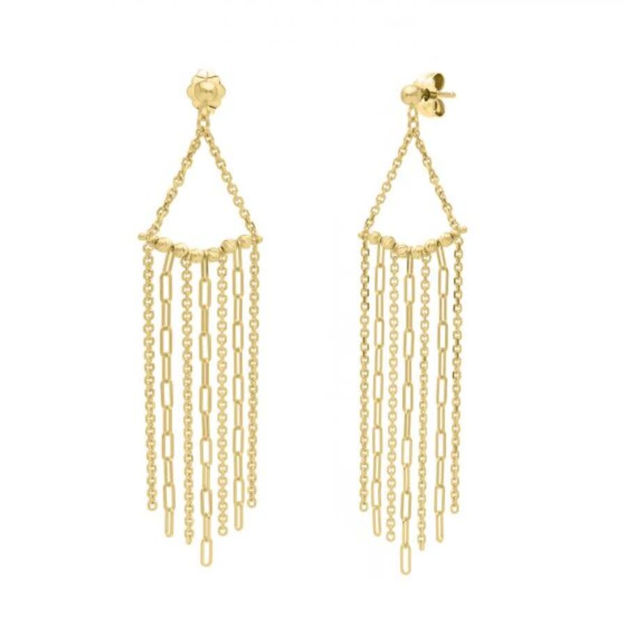 Tresorra 14k Yellow Gold Triangle Fringe Earrings In Yellow