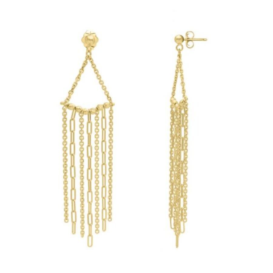 Tresorra 14k Yellow Gold Triangle Fringe Earrings In Yellow