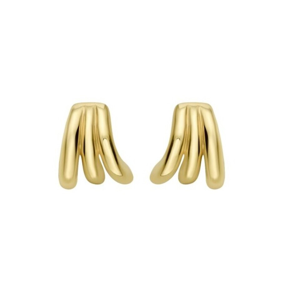 Tresorra 14k Yellow Gold Triple Row Splayed Hoop Earrings In Yellow