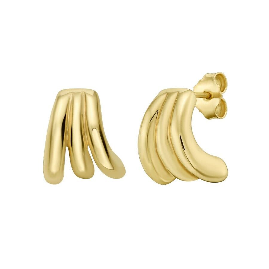 Tresorra 14k Yellow Gold Triple Row Splayed Hoop Earrings In Yellow