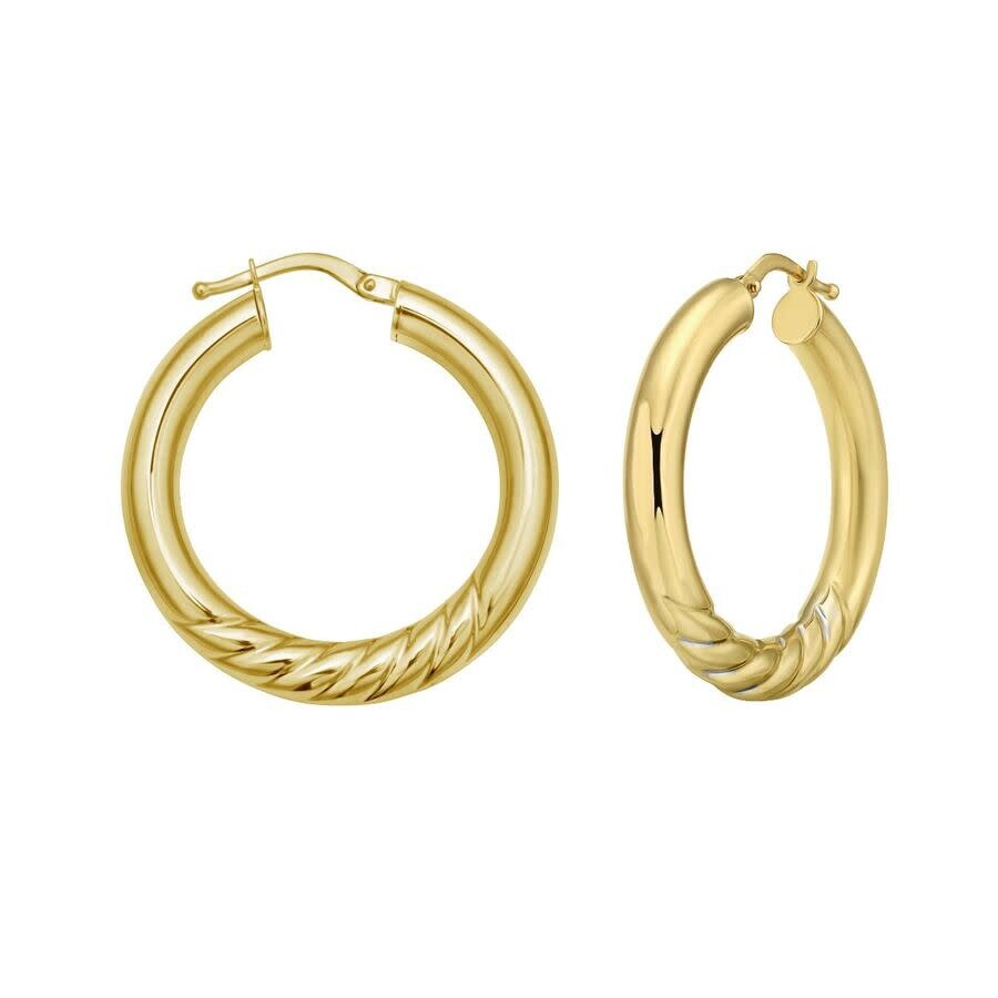 Tresorra 14k Yellow Gold Twisted Large Hoop Earrings In Yellow