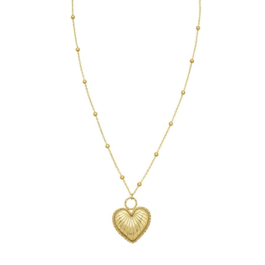 Tresorra 14k Yellow Gold Vintage Puffed Heart Necklace In Yellow