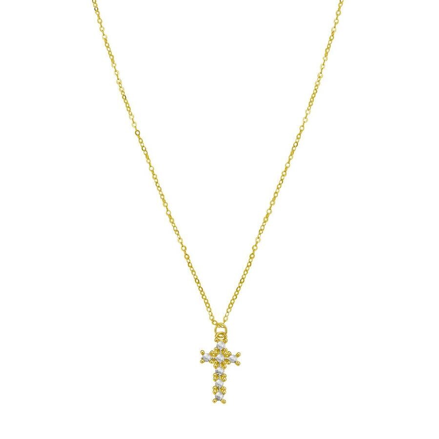 Tresorra 14k Yellow & White Diamon'oro Cross Necklace In Two Tone