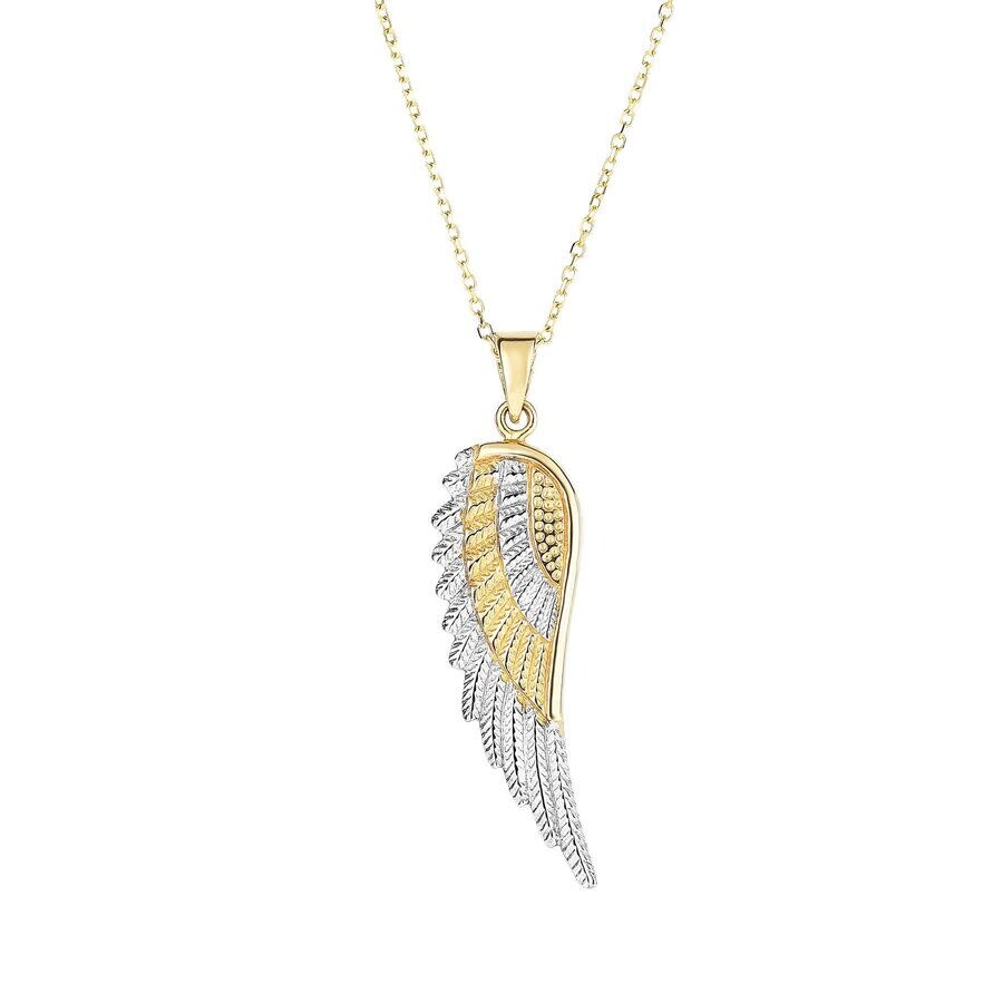 Tresorra 14k Yellow & White Gold Angel Wing Pendant Necklace In Two Tone