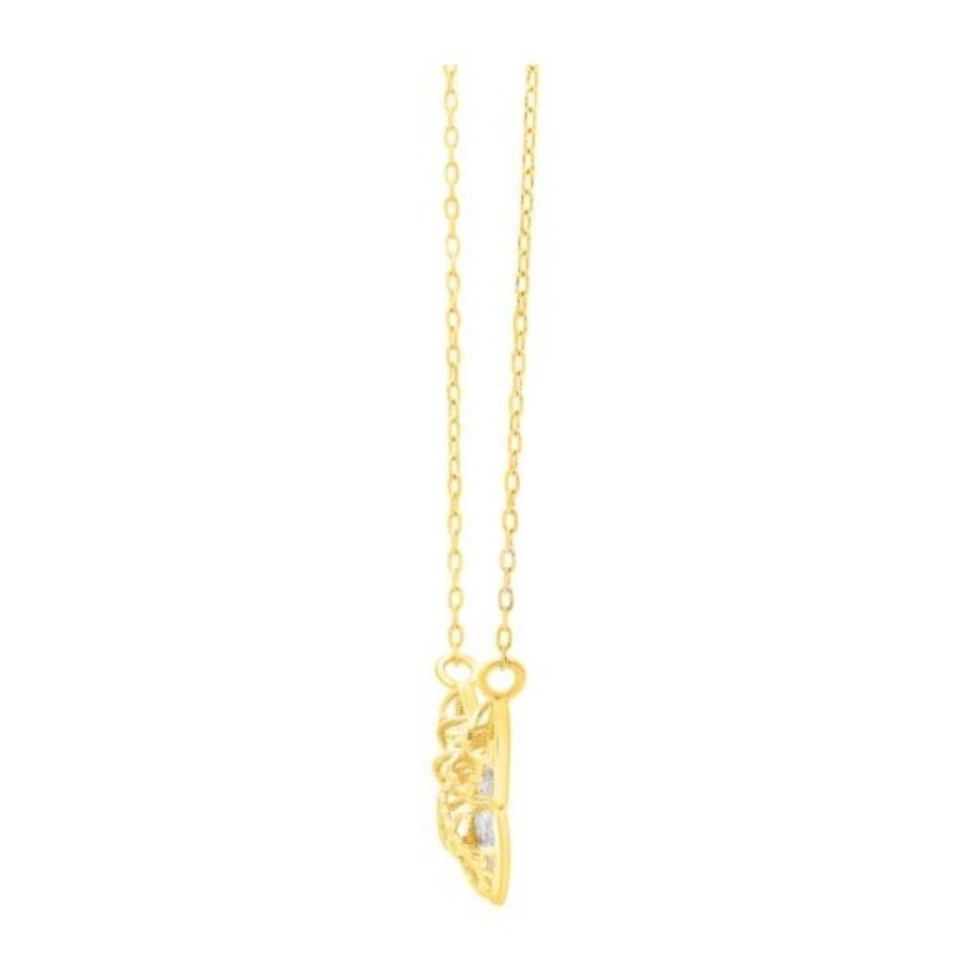 Tresorra 14k Yellow & White Gold Diamond Cut Checkered Butterfly Pendant Necklace In Two Tone