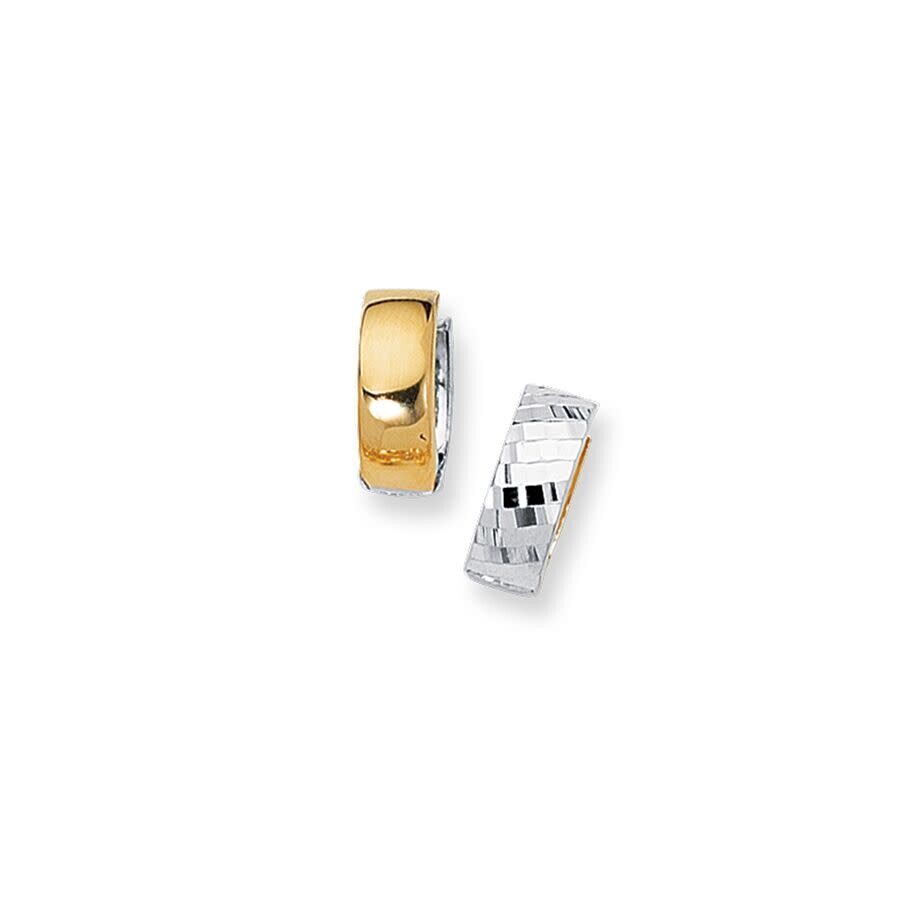 Tresorra 14k Yellow & White Gold Reversible Huggie Earrings In Two Tone