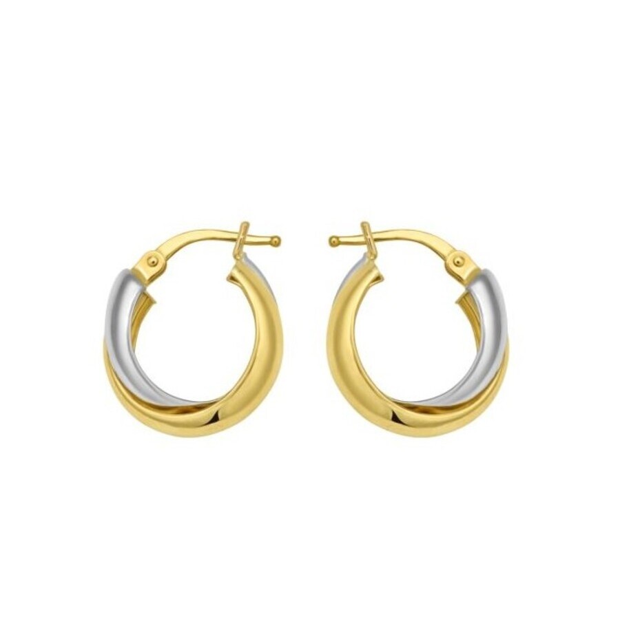 Tresorra 14k Yellow & White Interlocking Trinity Hoop Earrings In Two Tone
