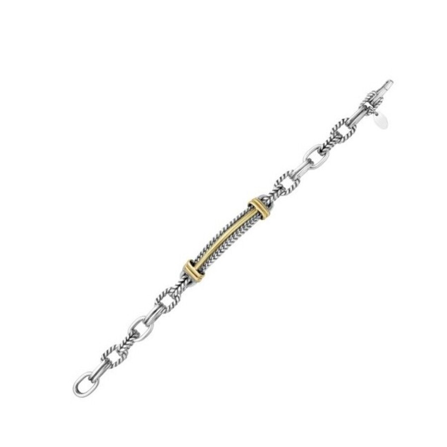 Tresorra Sterling Silver & 18k Yellow Gold Men's Cable Id Link Bracelet In Metallic