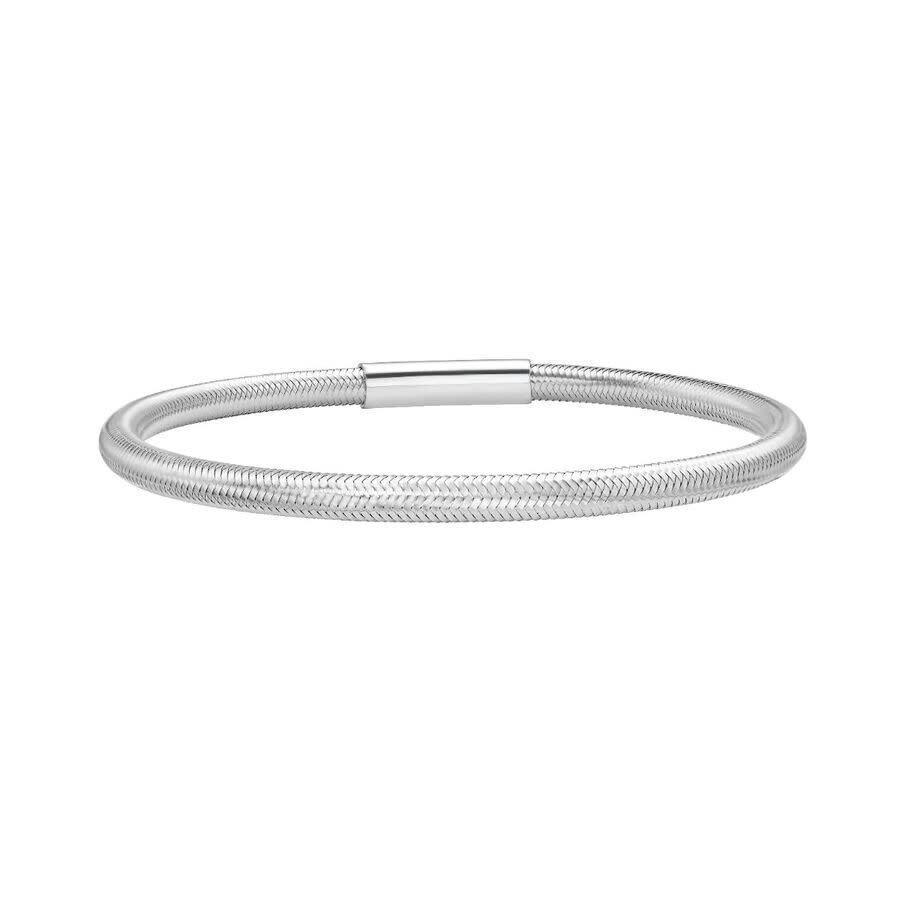 Tresorra Sterling Silver Basketweave Stretch Bangle Bracelet