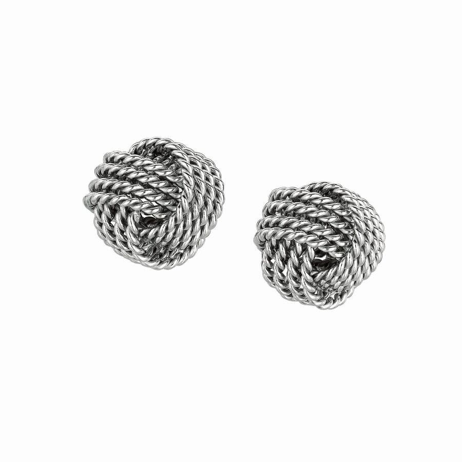 Tresorra Sterling Silver Cable Love Knot Earrings - 9mm In Silver