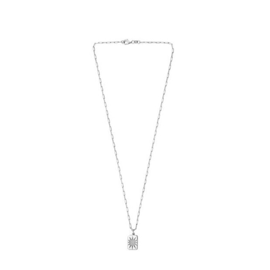 Tresorra Sterling Silver Cz Starburst Locket Pendant Necklace In Silver