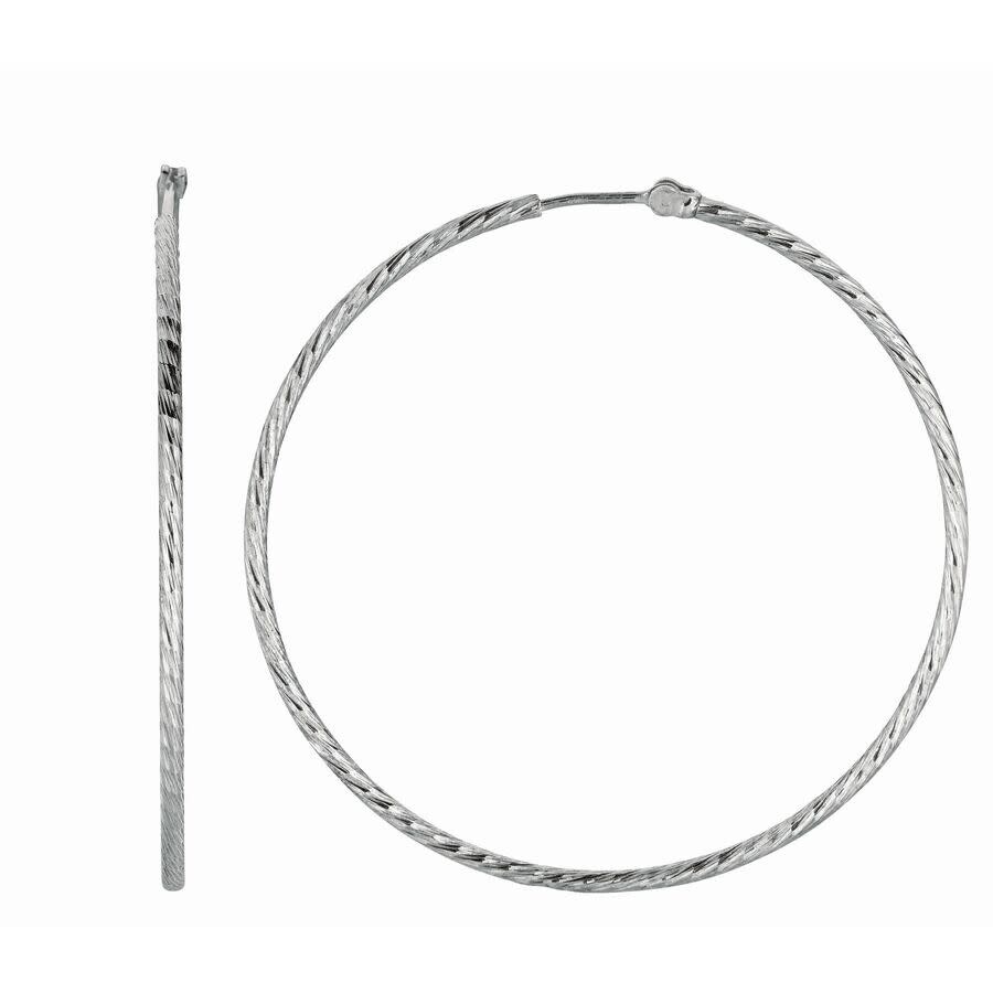 Tresorra Sterling Silver Endless Hoop Earrings - 1.5mm X 4.5mm In Metallic