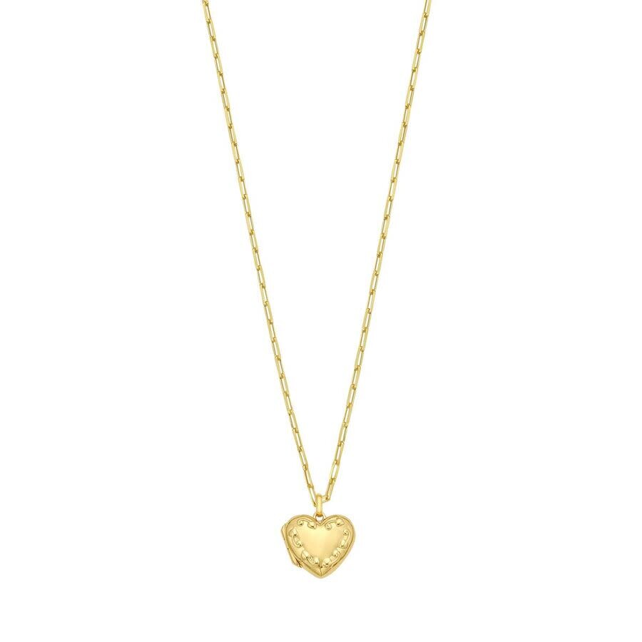 Tresorra Sterling Silver Gold Plated Heart Locket Pendant Necklace In Gold