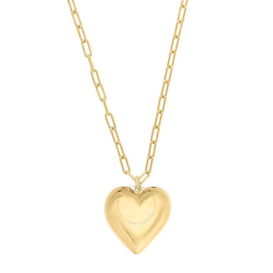 Tresorra Sterling Silver Gold Plated Large Puffed Heart Necklace In Gold