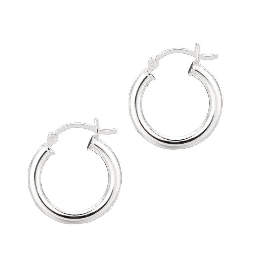 Tresorra Sterling Silver Hoop Earrings - 3mm X 15mm In Silver