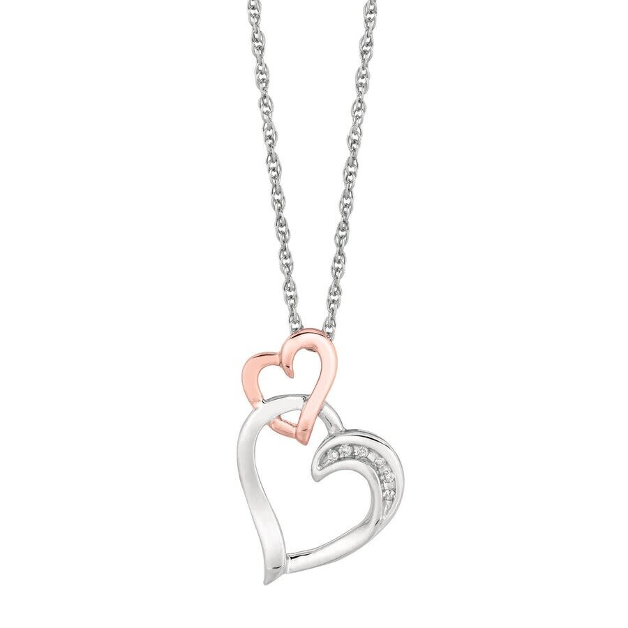 Tresorra Sterling Silver Interlocked Diamond Heart Pendant Necklace In Multi