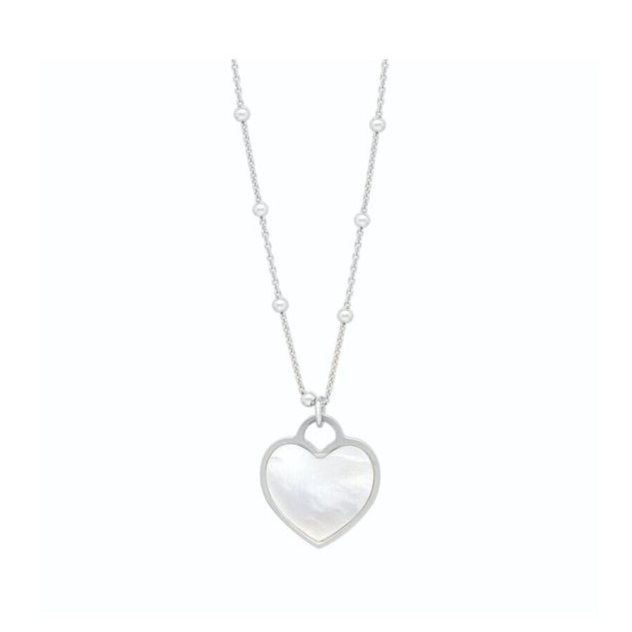 Tresorra Sterling Silver & Mother Of Pearl Heart Pendant Necklace