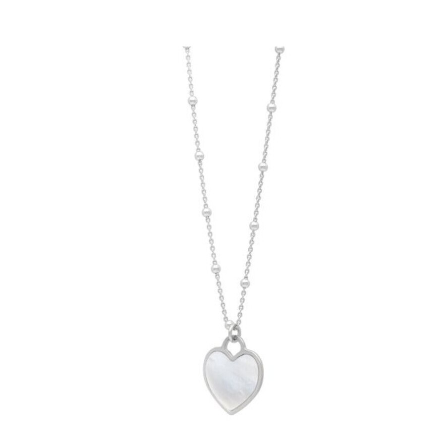 Tresorra Sterling Silver & Mother Of Pearl Heart Pendant Necklace