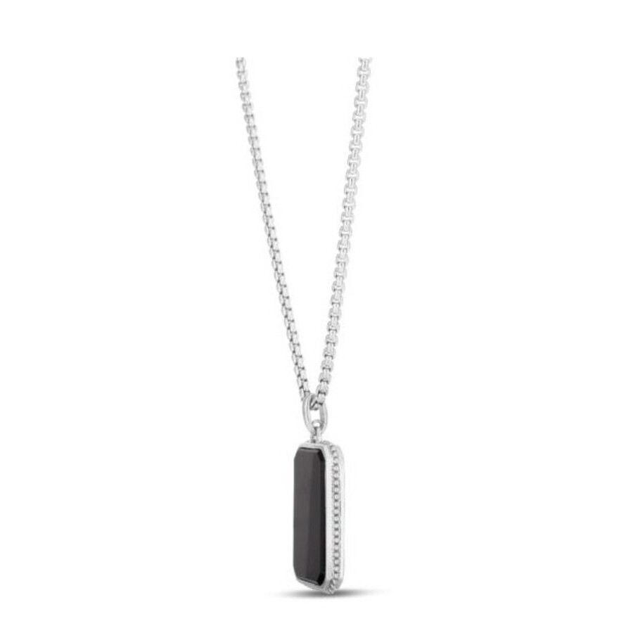 Tresorra Sterling Silver Onyx Tag Pendant Necklace In Multi