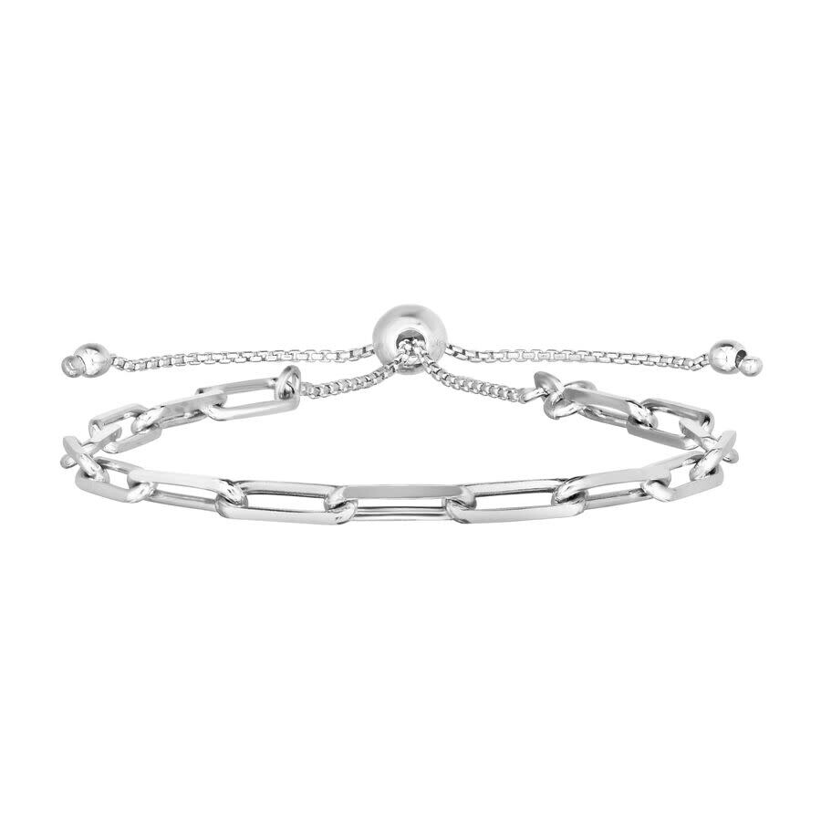 Tresorra Sterling Silver Paperclip Link Friendship Bracelet In White