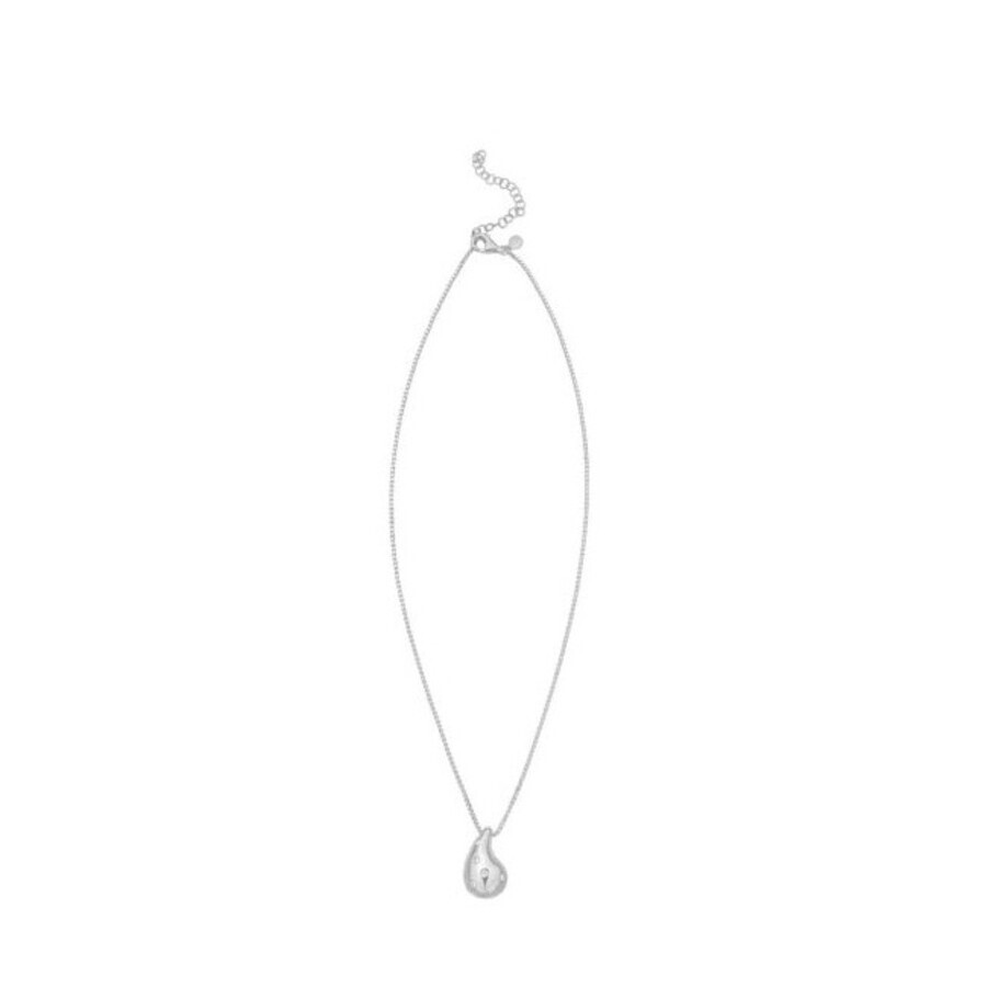 Tresorra Sterling Silver Puffed Cz Raindrop Necklace