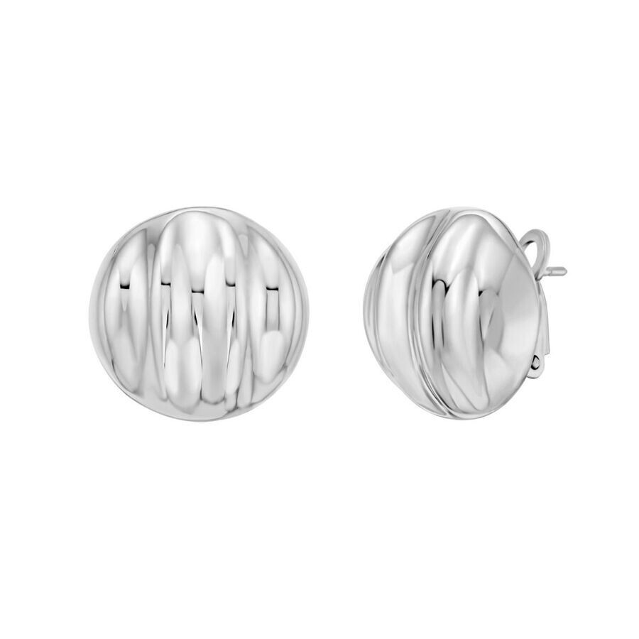 Tresorra Sterling Silver Sculpted Domed Disc Stud Earrings