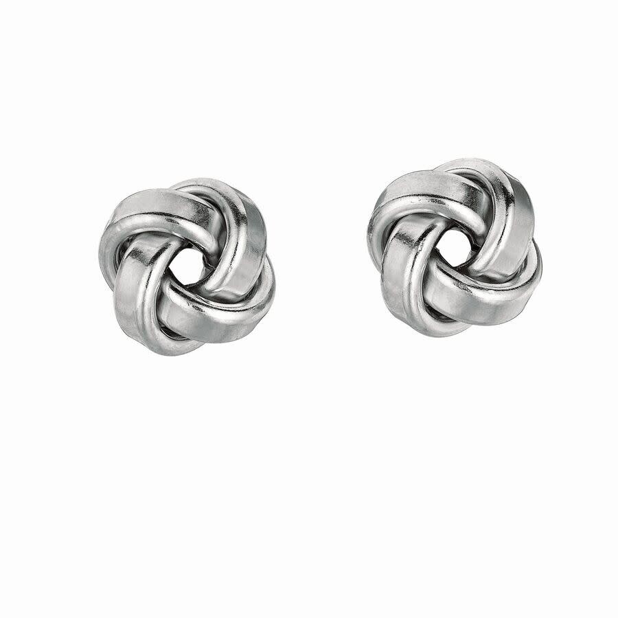 Tresorra Sterling Silver Small Polished Love Knot Earrings - 9mm In Gray