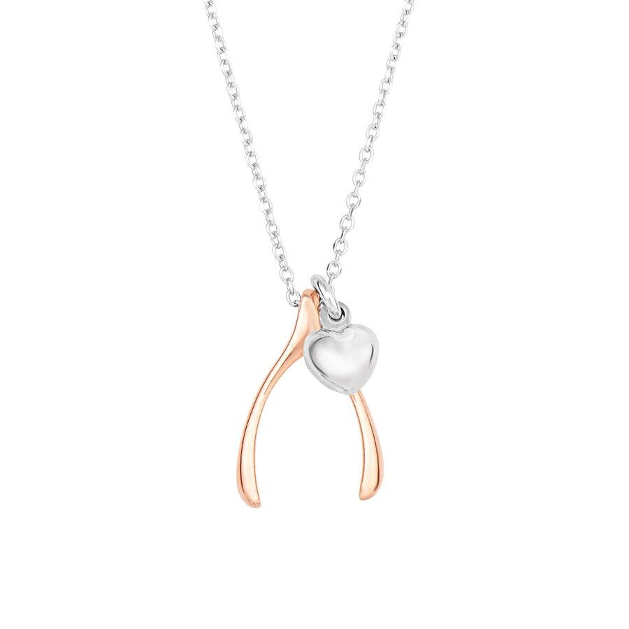 Tresorra Sterling Silver Wishbone Pendant Necklace In Multi
