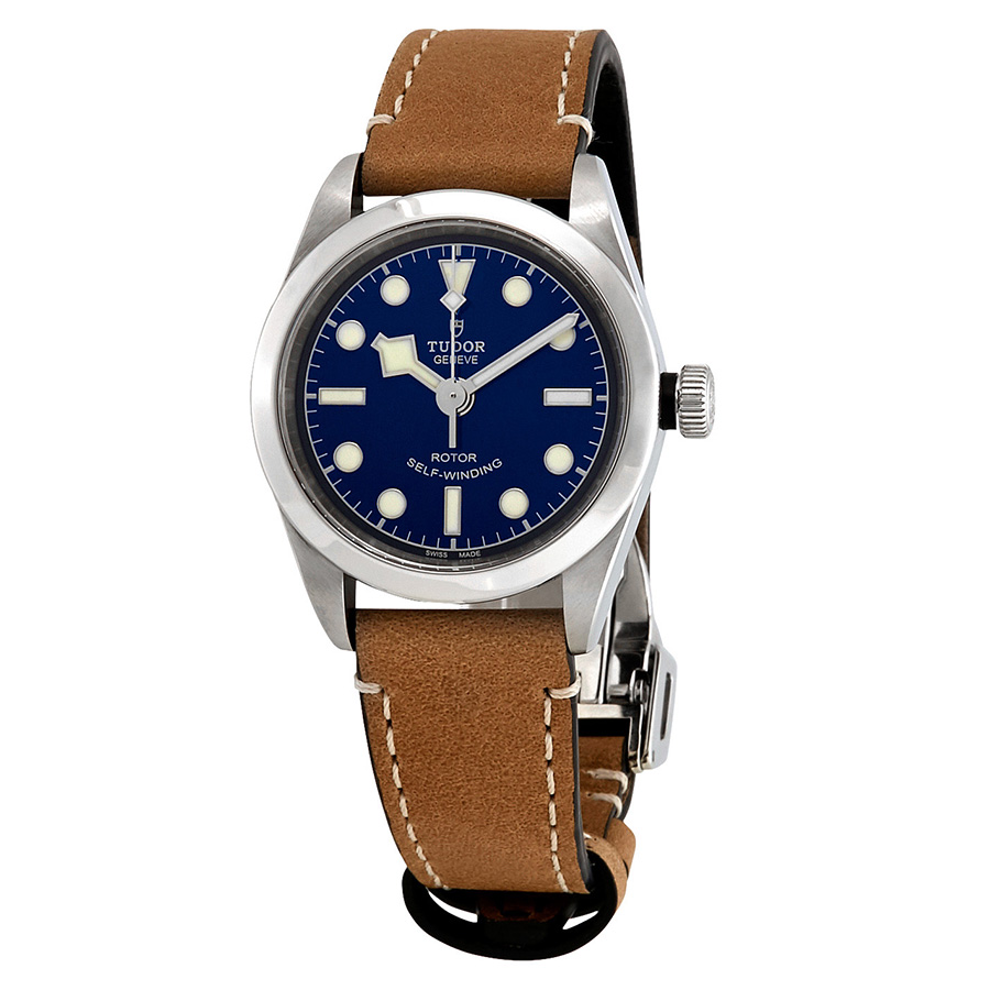 Tudor Black Bay Automatic 32 mm Blue Dial Aged Leather Ladies Watch M79580-0004