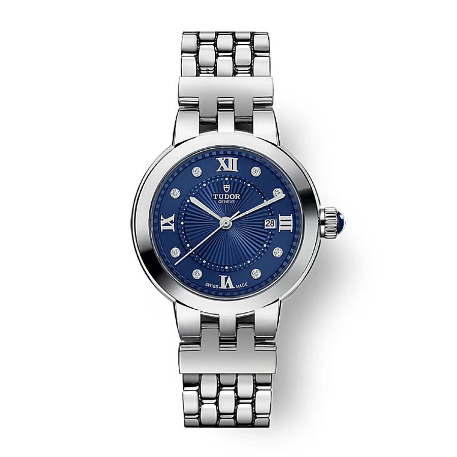 Tudor Clair de Rose Automatic Diamond Blue Dial Ladies Watch M35500-0010