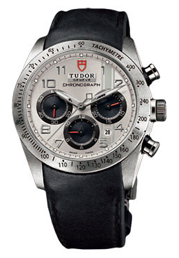 Tudor Fastrider Silver Dial Chronograph Black Leather Men's Watch 42000-SVABKLS