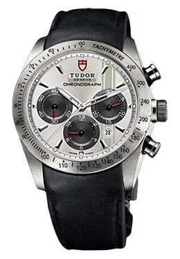 Tudor Fastrider Silver Dial Chronograph Black Leather Men's Watch 42000-SVSBKLS