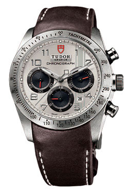 Tudor Fastrider Silver Dial Chronograph Brown Leather Men's Watch 42000-SVABRLS