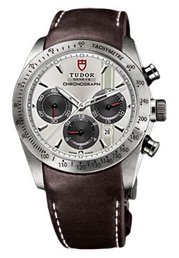 Tudor Fastrider Silver Dial Chronograph Brown Leather Men's Watch 42000-SVSBRLS