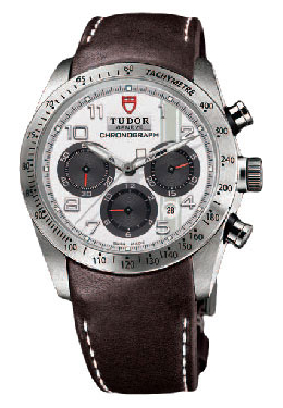 Tudor Fastrider White Dial Chronograph Brown Leather Men's Watch 42000-WABRLS