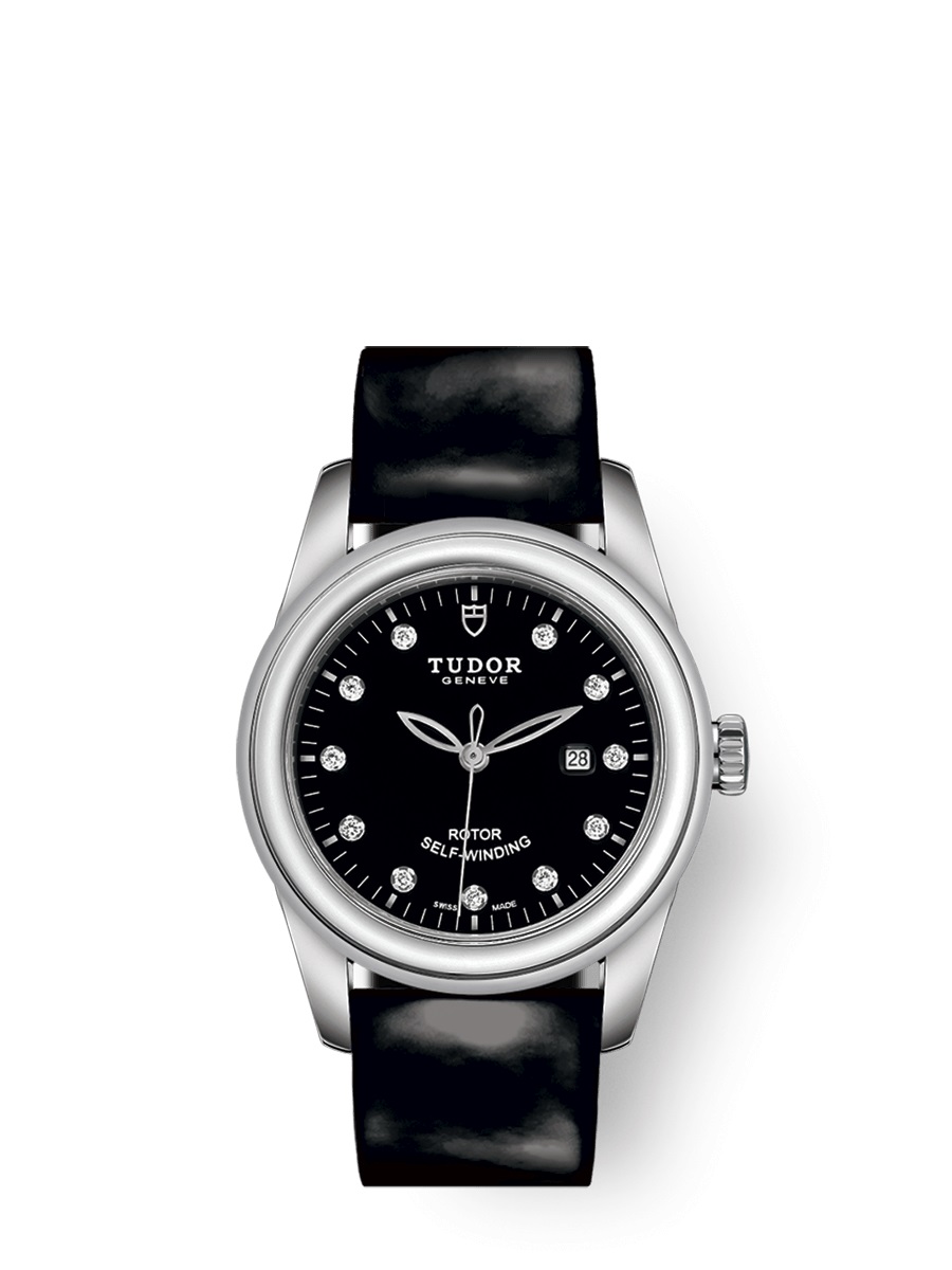 Tudor Glamour Date Automatic Diamond Black Dial Ladies Watch 53000-0045
