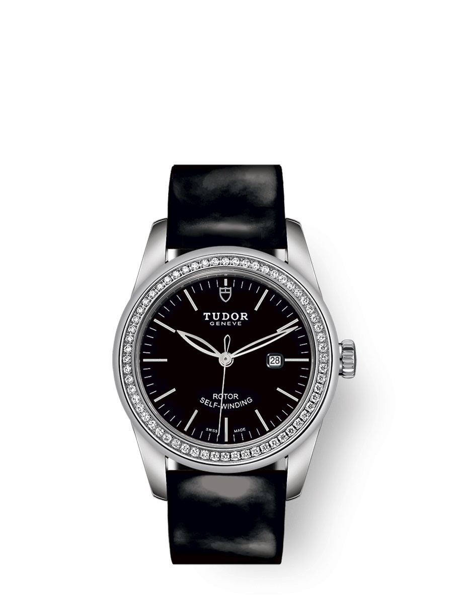 Tudor Glamour Date Automatic Diamond Black Dial Ladies Watch 53020-0047