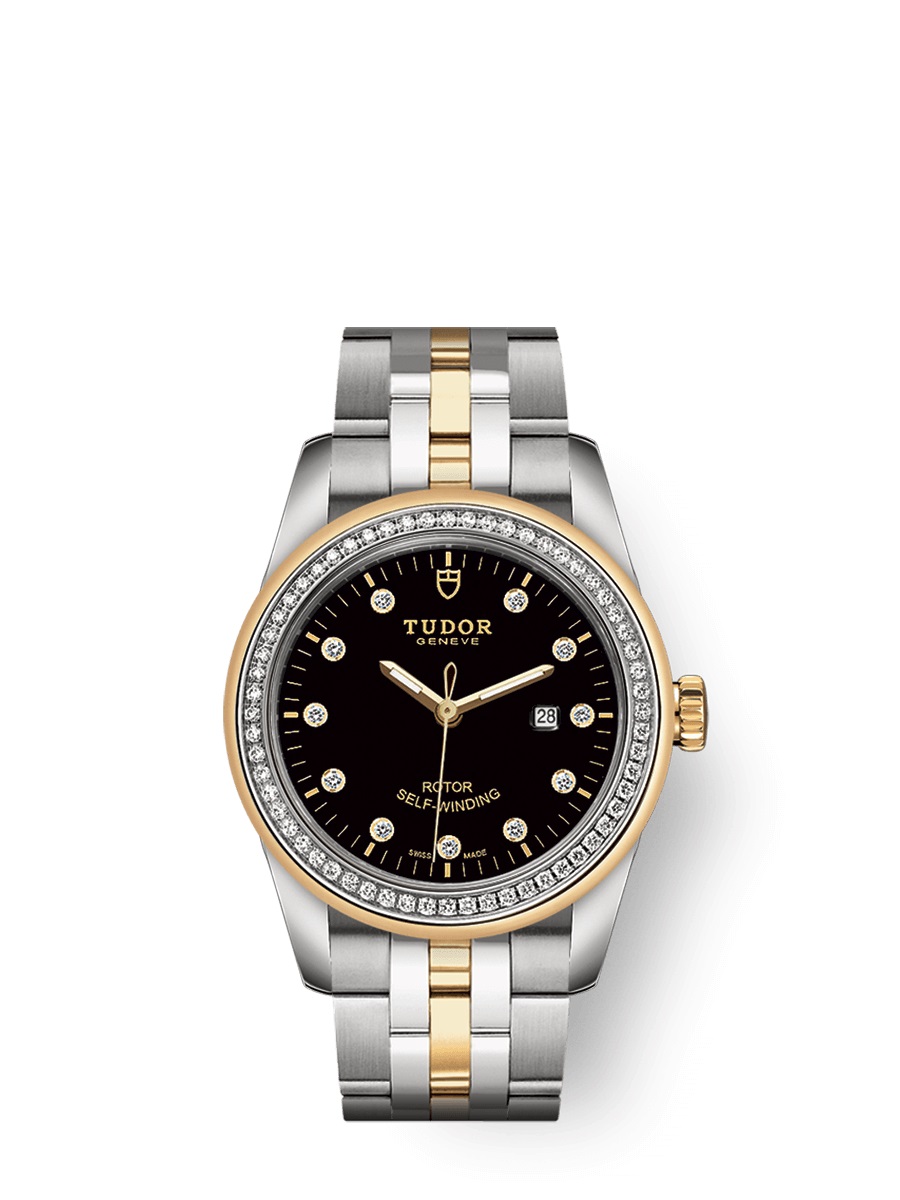 Tudor Glamour Date Automatic Diamond Black Dial Ladies Watch 53023-0017