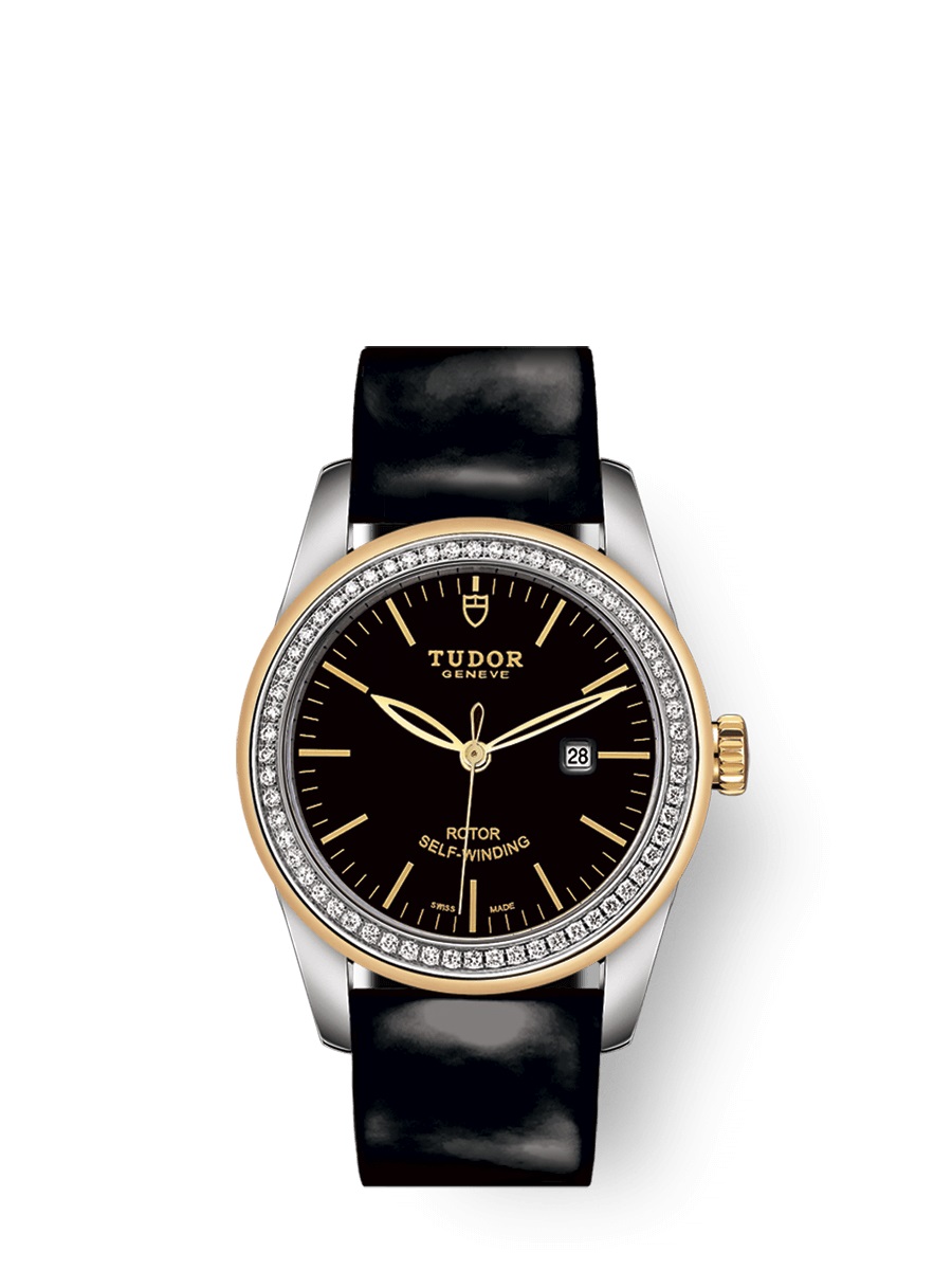 Tudor Glamour Date Automatic Diamond Black Dial Ladies Watch 53023-0040