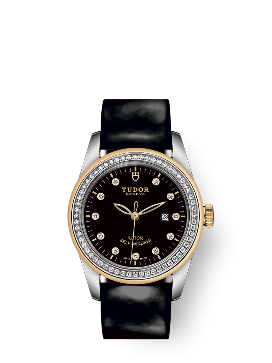 Tudor Glamour Date Automatic Diamond Black Dial Ladies Watch 53023-0041