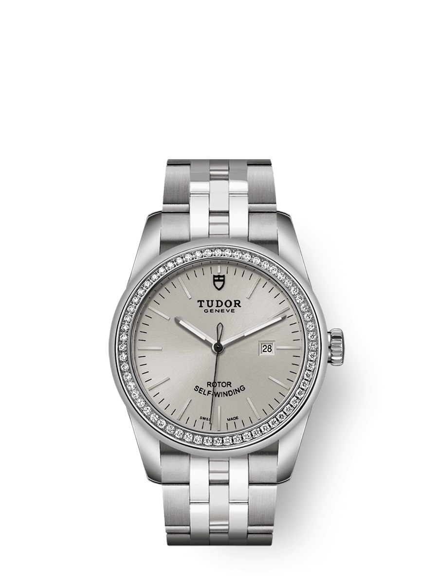 Glamour Date Automatic Diamond Silver Dial Ladies Watch