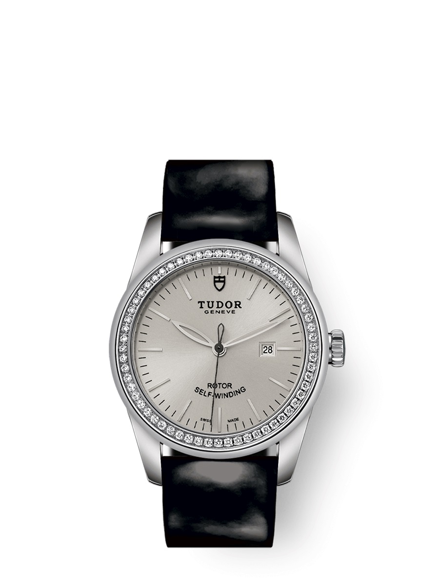 Glamour Date Automatic Diamond Silver Dial Ladies Watch