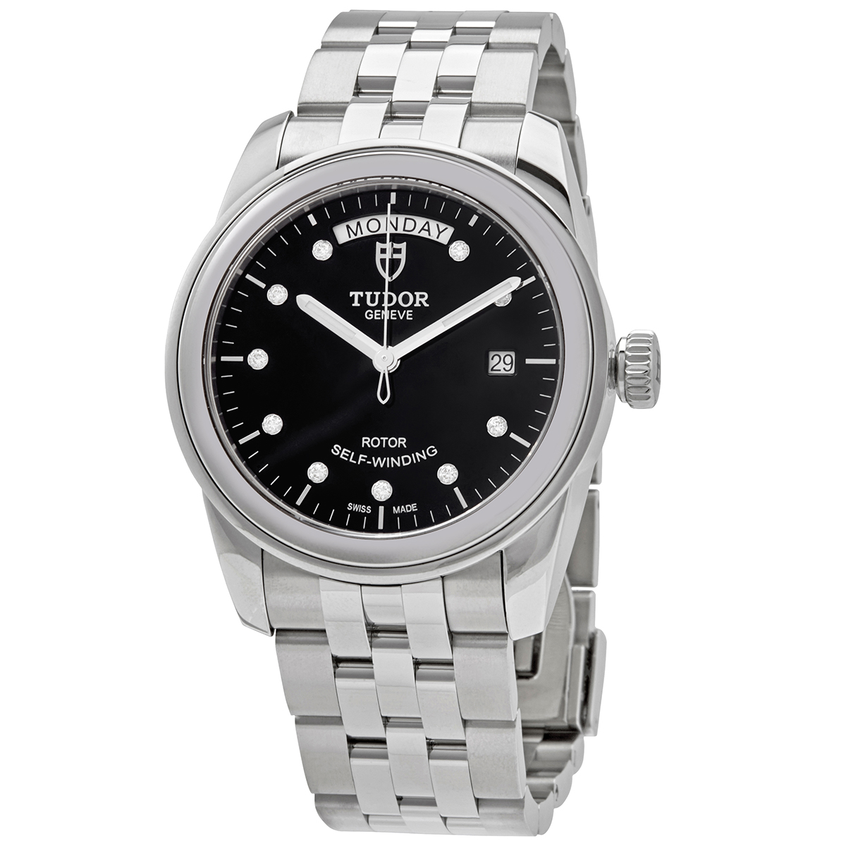 Tudor Glamour Day-Date Automatic Diamond Black Dial 39 mm Watch 56000-0008