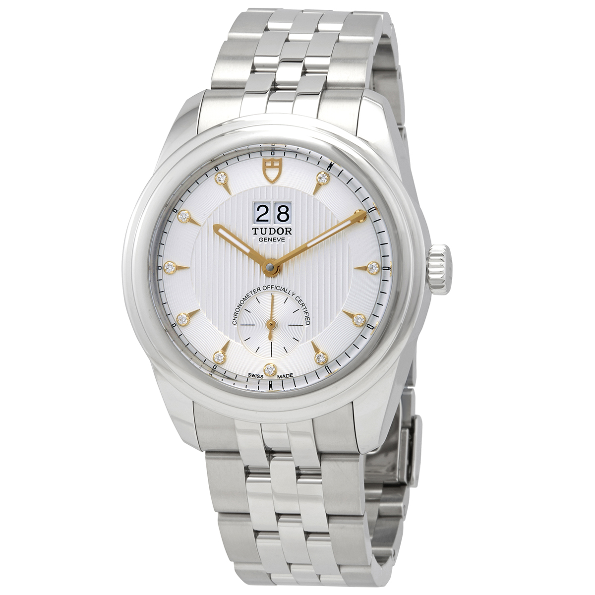 Tudor Glamour Double Date Automatic Diamond Silver Dial Men's 42 mm Watch M57100-0005