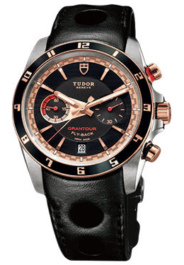 Tudor Grantour Black Dial Black Leather Men's Watch 20551N-BKLS