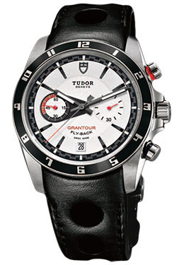 Tudor Grantour White Dial Black Leather Men's Watch 20550N-WLPL