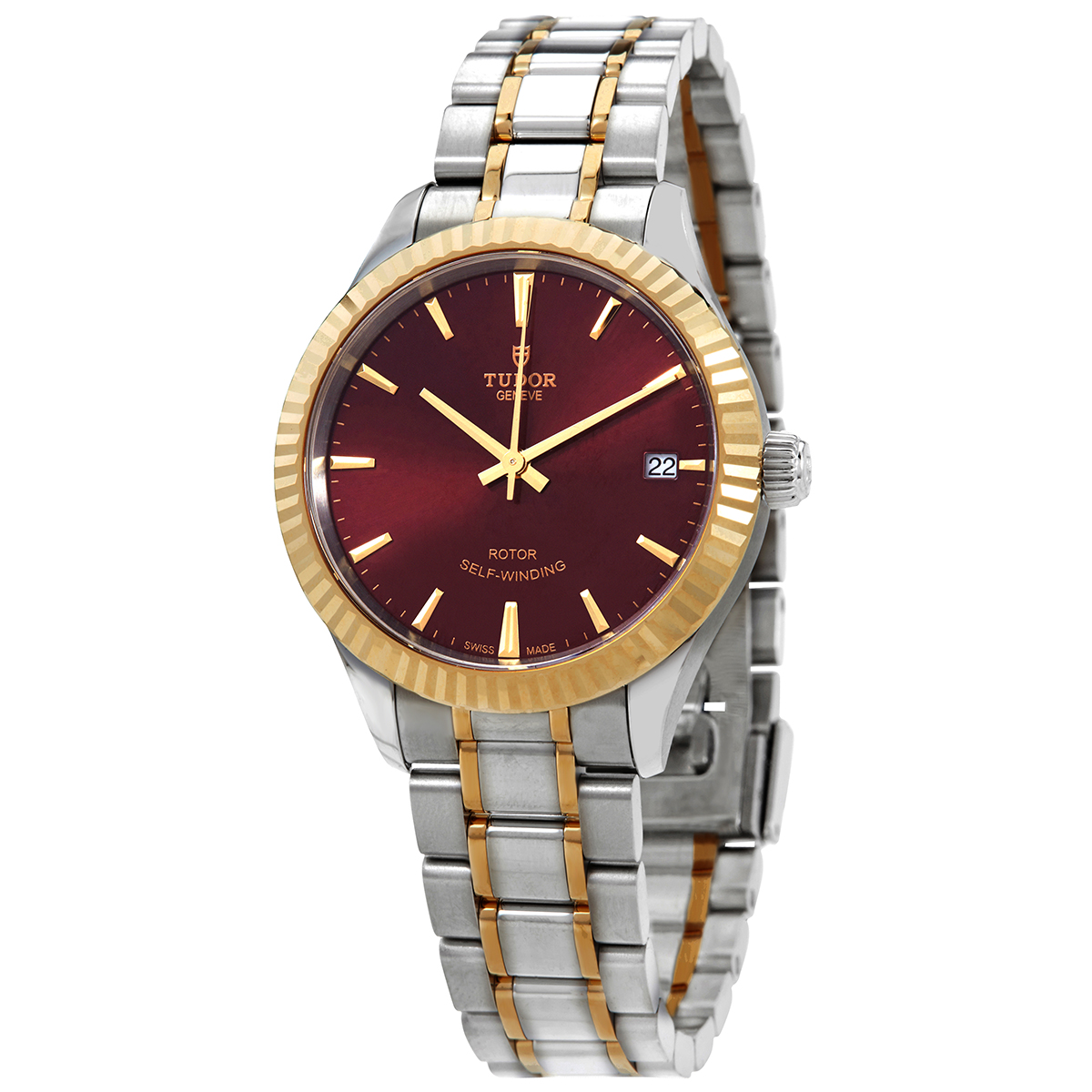 Tudor Style Automatic Burgundy Dial Ladies 34 mm Watch M12313-0013