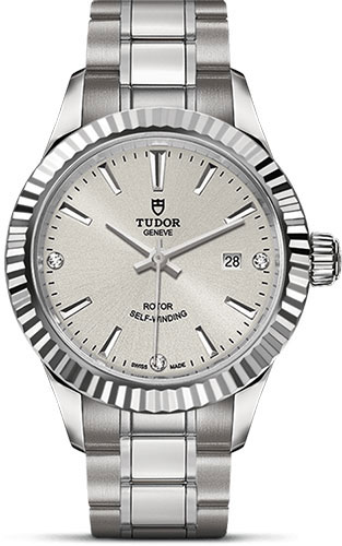 Tudor Style Automatic Diamond Silver Dial Ladies Watch M12110-0007