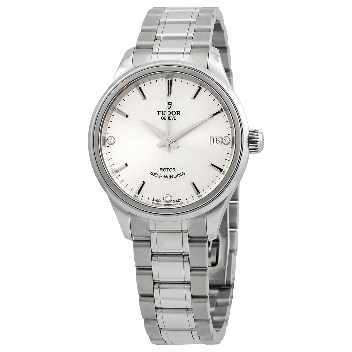 Tudor Style Automatic Diamond Silver Dial Ladies Watch M12300-0003