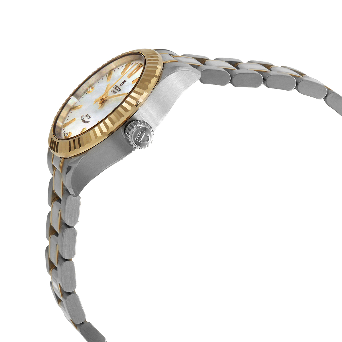 Tudor Style Automatic White Mother of Pearl Dial Ladies 28 mm Watch M12113-0017